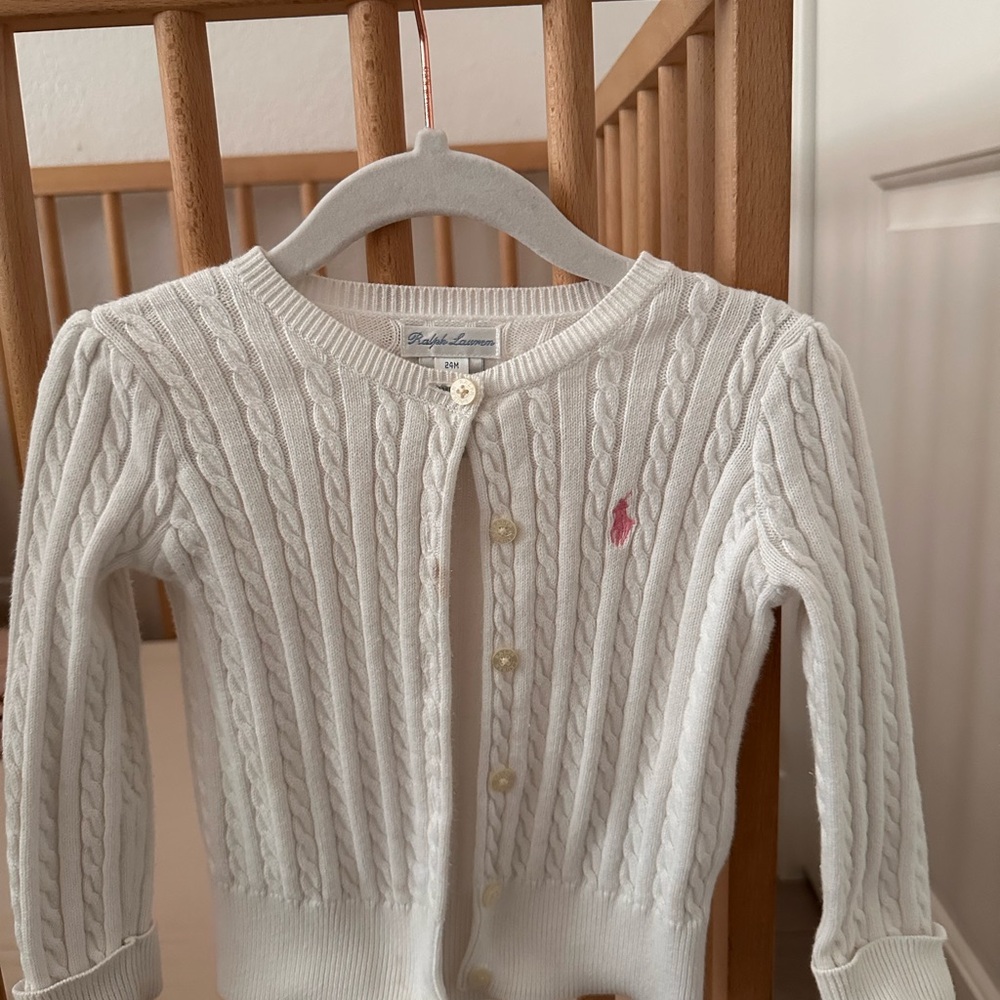 Ralph Lauren White Cable Knit Cardigan